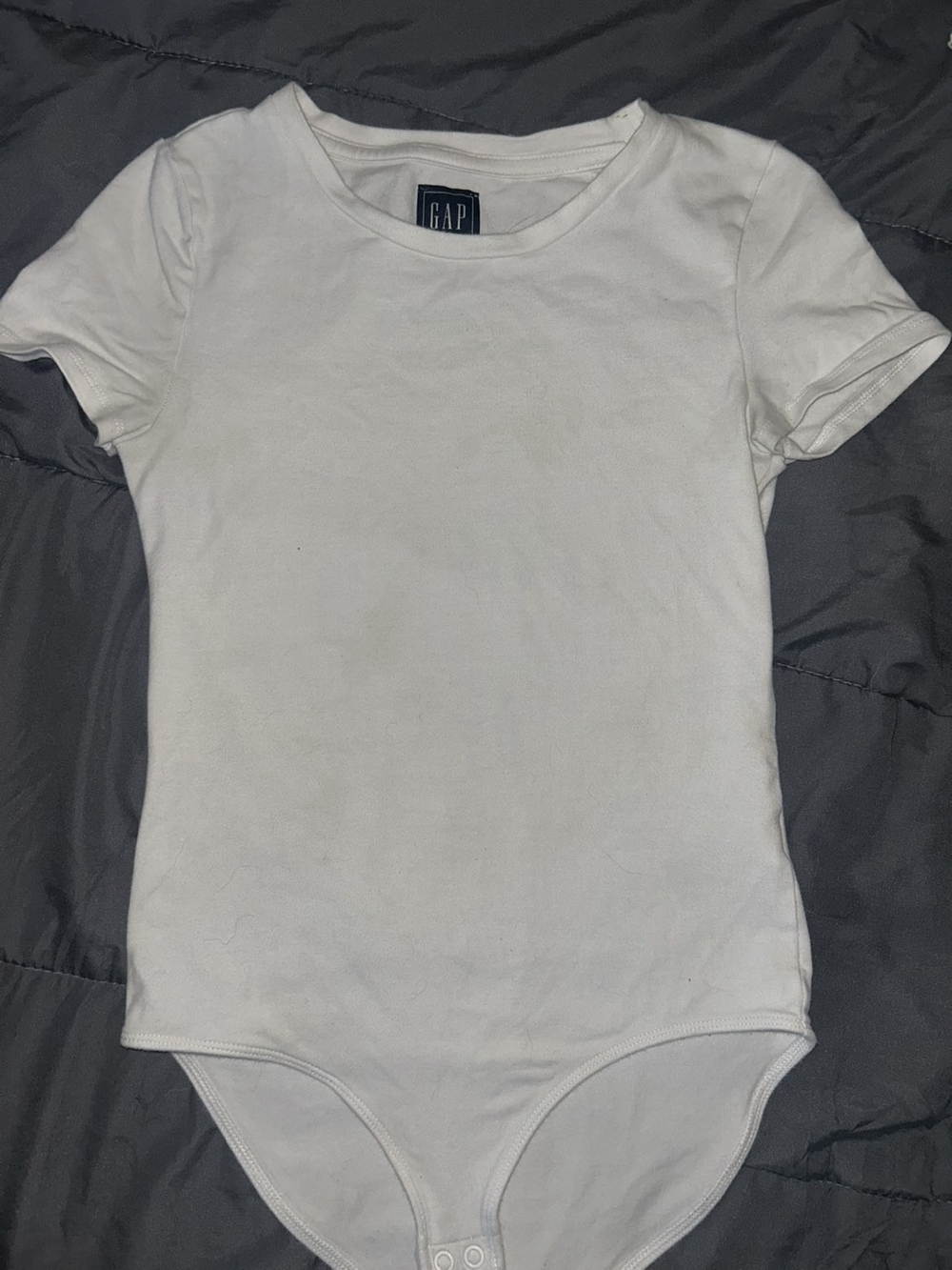 GAP White Short Sleeve Snap-Front Bodysuit